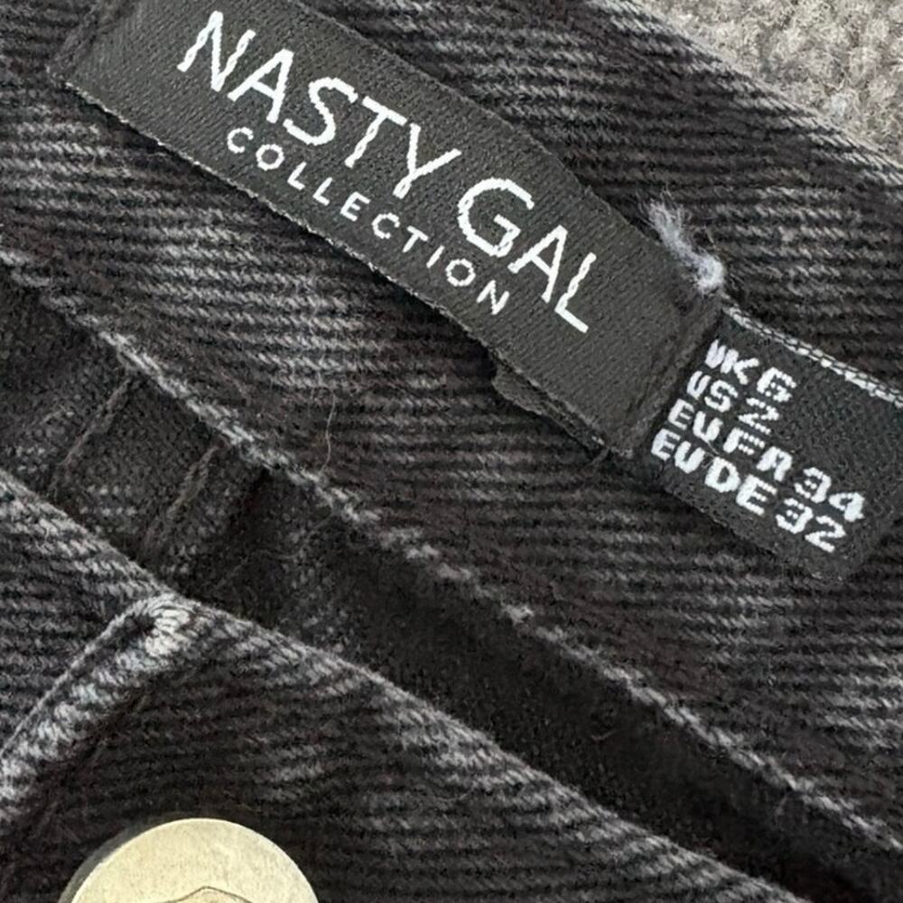 Nasty Gal Retro Western Black Straight Leg Jeans Ankle Slit High Rise 2 - Picture 4 of 8